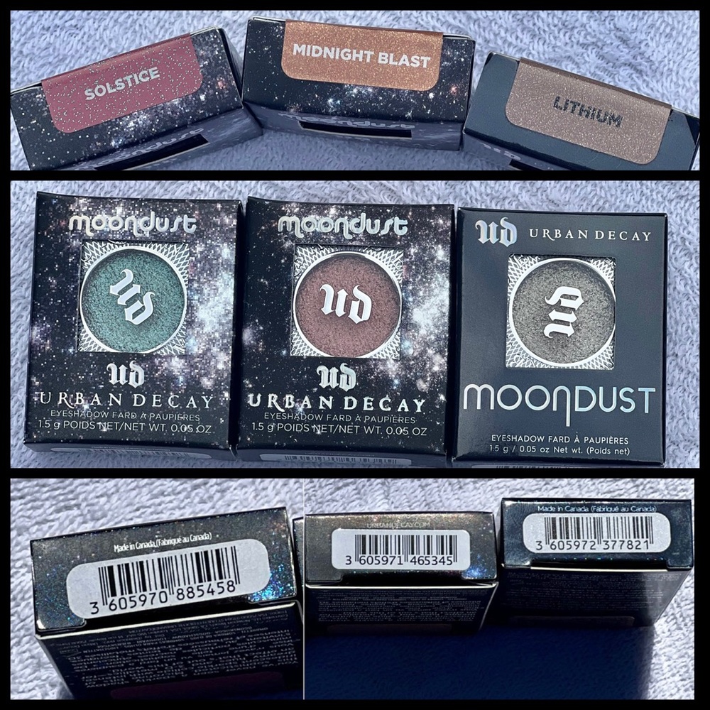 NIB Urban Decay Single Eyeshadows Solstice, Midnight Blast, Lithium
